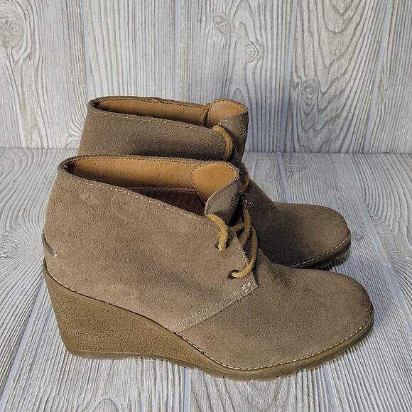 Sperry Top-Sider Stella Tan Wedge Leather Ankle Boots Womens 7.5 - Picture 2 of 13